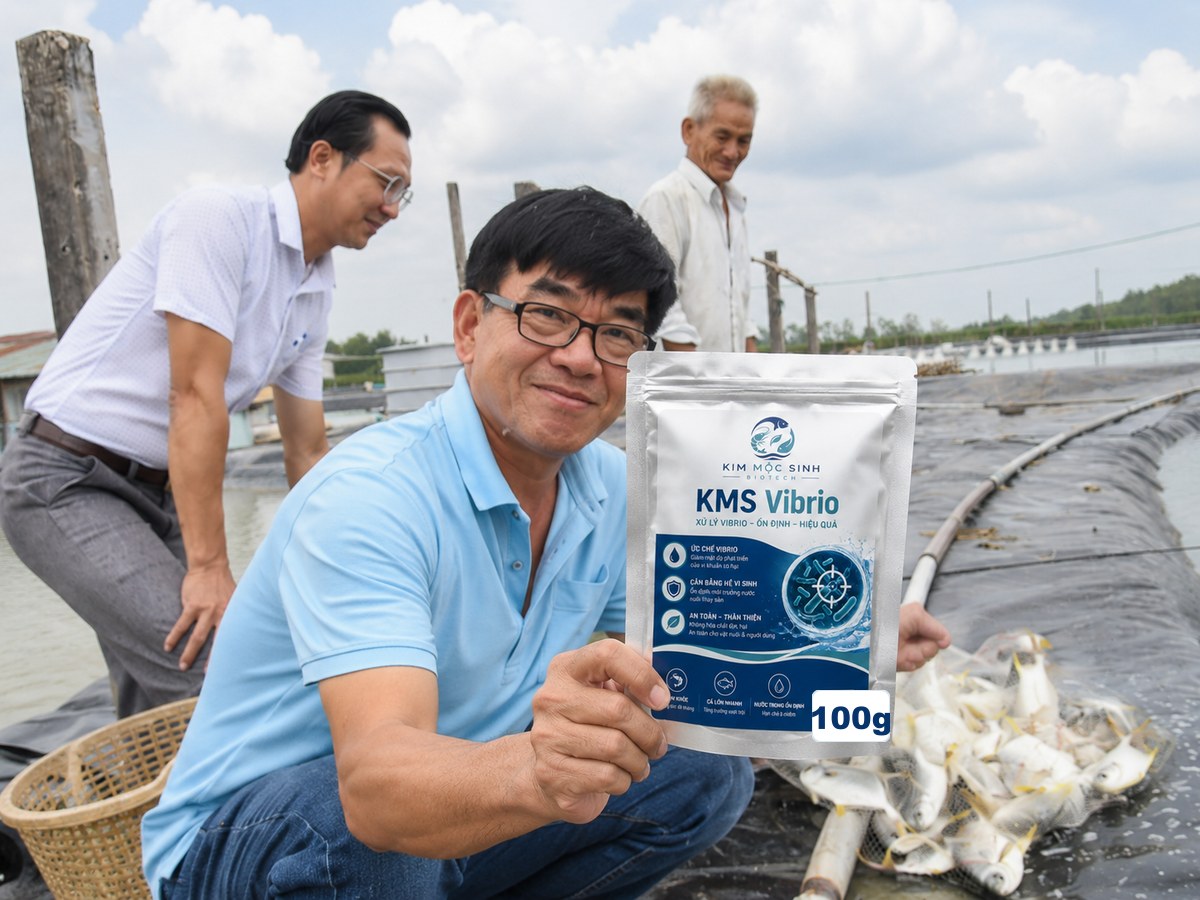 Khách hàng sử dụng KMS Vibrio tại ao nuôi