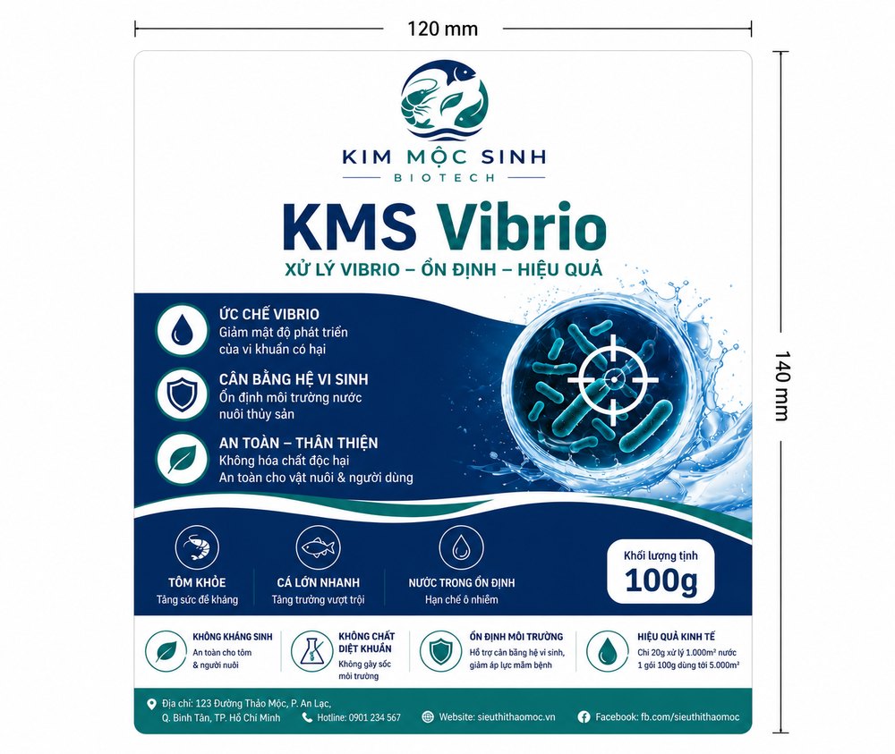 Bao bì KMS Vibrio khối lượng tịnh 100g
